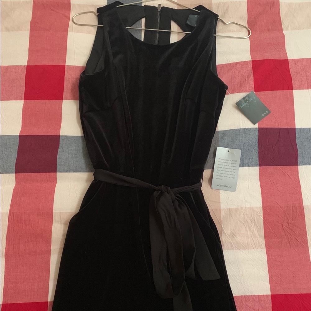 Gabby Skye Velvet Waist Tie Jumpsuit